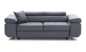 Welurowa sofa do salonu, Rigatto, 207x100x86 cm, ciemny szary