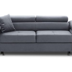 Welurowa sofa do salonu, Rigatto, 207x100x86 cm, ciemny szary
