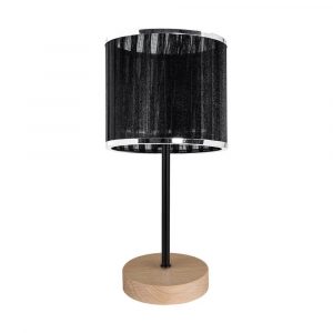 Lampa stołowa, Mila, 14x27 cm, dąb olejowany, czarny, chrom
