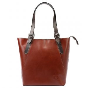 Duża skórzana damska shopperbag torebka na ramię