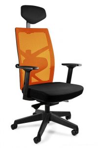 Fotel biurowy, ergonomiczny, Tune, czarny, pomarańczowy