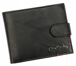 Skórzany portfel męski zapinany na zatrzask — Pierre. Cardin