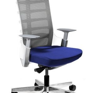 Fotel biurowy, krzesło obrotowe, Spinelly. M, biały, royalblue