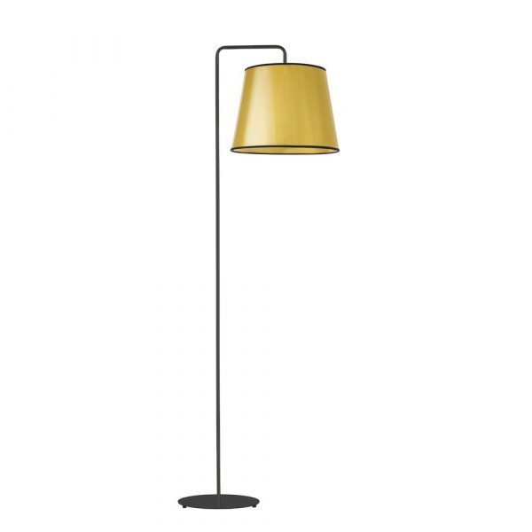 Lampa podłogowa do salonu, Rijad mirror, 43x156 cm, złoty klosz