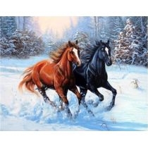 Norimpex. Malowanie po numerach 40x50cm. Konie galopujące w śniegu 1008589