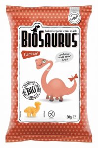 Bio. Saurus − Chrupki kukurydziane. Dinozaury o smaku ketchupowym bezgl. BIO − 30 g[=]