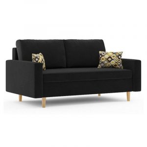 Sofa w stylu skandynawskim, rozkładana, Etna, 150x90x75 cm, czarny