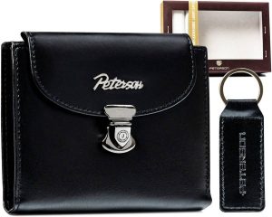 Zestaw prezentowy: skórzany portfel damski i brelok - Peterson
