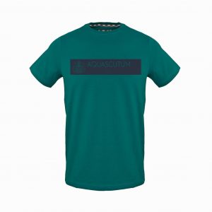 Koszulka. T-shirt marki. Aquascutum model. TSIA117 kolor. Zielony. Odzież Męskie. Sezon: Wiosna/Lato