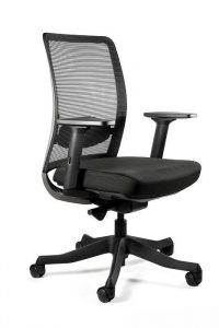 Fotel biurowy, ergonomiczny, Anggun - M, skóra naturalna, czarny