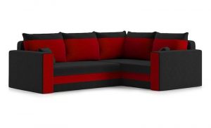 Narożnik do salonu, prawy, Manali, 230x180x75 cm, czarny, czerwony