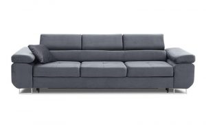 Welurowa kanapa z funkcją spania, Rigatto, 280x100x86 cm, ciemny szary