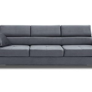 Welurowa kanapa z funkcją spania, Rigatto, 280x100x86 cm, ciemny szary