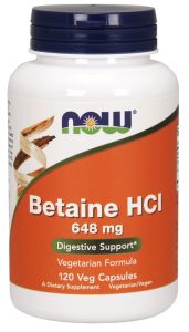 Now - Betaine. HCI 648 mg - 120 kaps