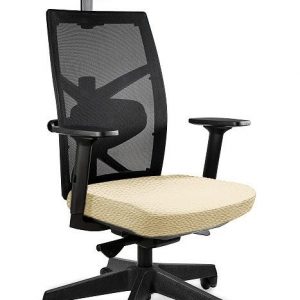 Fotel biurowy, ergonomiczny, Tune, biała skóra naturalna