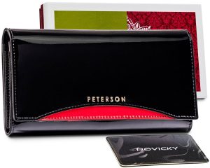 Lakierowany portfel w klasycznym kolorze - Peterson