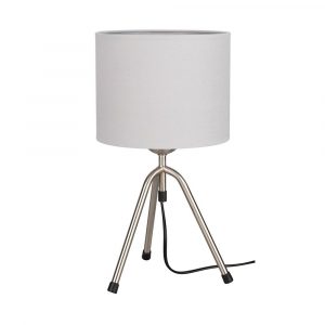 Lampa stołowa z abażurem, Tami, 24x24x27 cm, satyna, jasnoszary