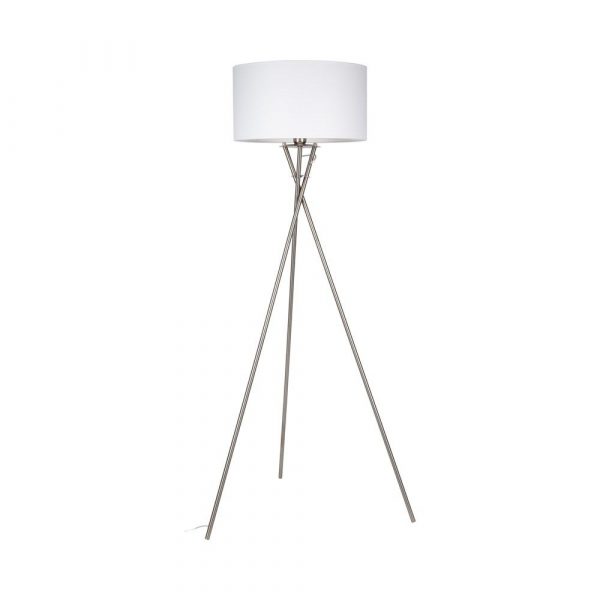 Lampa podłogowa, trójnóg, Hugo, 62x62x154 cm, satyna, biały