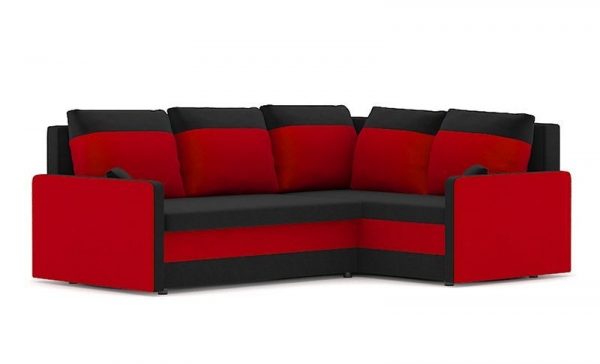 Prosty narożnik rozkładany, prawy, Milton. II, 225x175x75 cm, czarny, czerwony