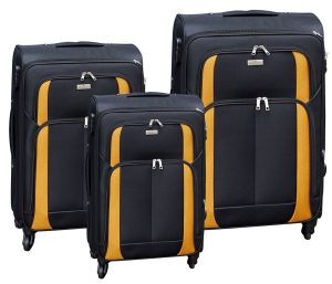 Zestaw czarno-pomarańczowych walizek podróżnych - Peterson