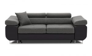 Sofa 2-osobowa do salonu, Rigatto, 207x100x86 cm, ciemny szary, czarny