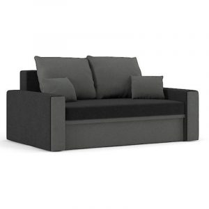 Sofa dwuosobowa, poduszki, Montana, 152x90x75 cm, czarny, szary
