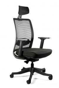 Fotel biurowy, ergonomiczny, Anggun, skóra naturalna, czarny