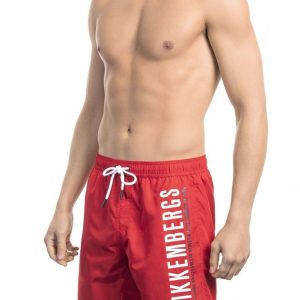 Modny, markowy strój kapielowy. Bikkembergs. Beachwear model. BKK1MBM03 kolor. Czerwony. Odzież męska. Sezon: