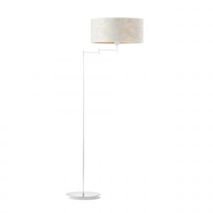 Lampa podłogowa, włącznik nożny, Cancun marmur, 63x155 cm, biały klosz