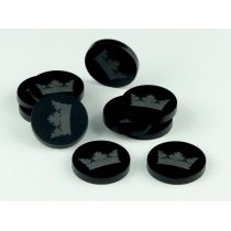 Crafters. Znaczniki akrylowe czarne korona orkągłe 22 x 3 mm 10 szt.