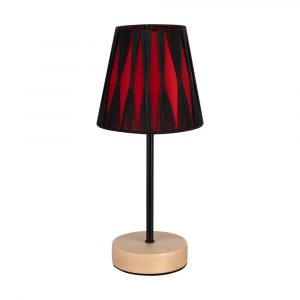 Lampa stołowa, Mila, 14x27 cm, brzoza, czarny, czerwony
