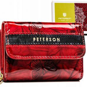 Mały, skórzany portfel damski na zatrzask i zamek - Peterson