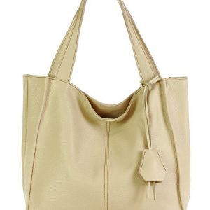 Modna torebka damska skórzany shopper bag - MARCO MAZZINI Portofino. Max ivory beżowa