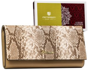 Duży portfel damski z wężowym wzorem - Peterson