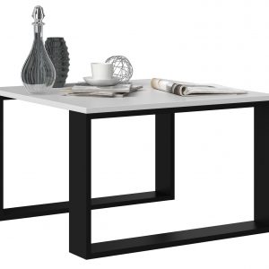 Stolik kawowy, ława, Modern. Mini 67x67x40 cm, biały, czarny mat