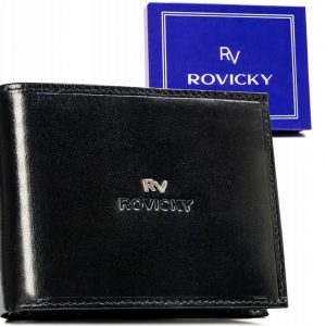 Duży, skórzany portfel męski bez zapięcia - Rovicky
