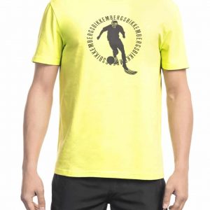 Koszulka. T-shirt marki. Bikkembergs. Beachwear model. BKK1MTS02 kolor. Zółty. Odzież męska. Sezon: