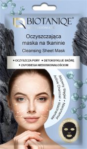 Biotaniqe, Oczyszczająca maska na tkaninie z. Aktywnym. Węglem, 13 ml