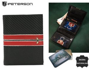 Duży, skórzany portfel męski bez zapięcia - Peterson
