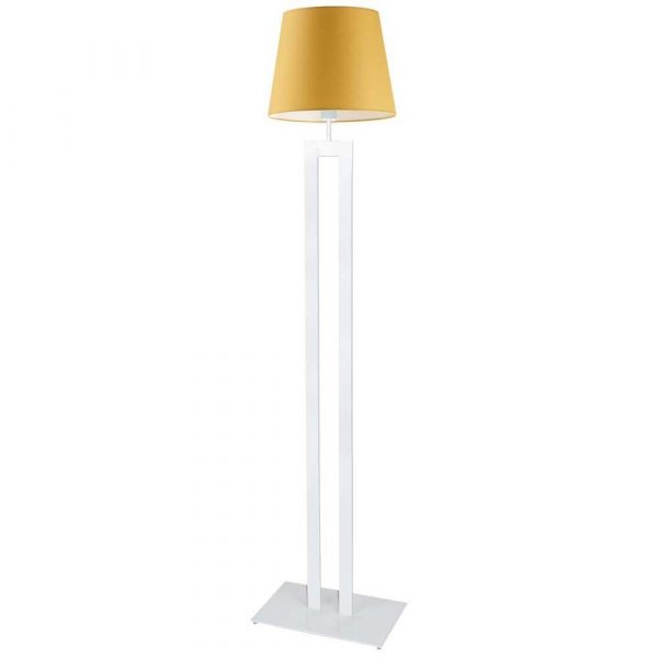 Lampa podłogowa do salonu, Vegas, 40x172 cm, musztardowy klosz