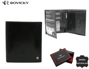 Skórzany, duży portfel męski z systemem. RFID - Rovicky