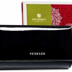 Duży, skórzany portfel damski zamykany na zatrzask - Peterson
