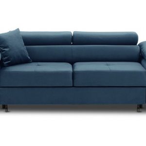 Welurowa sofa do salonu, Rigatto, 207x100x86 cm, granatowy