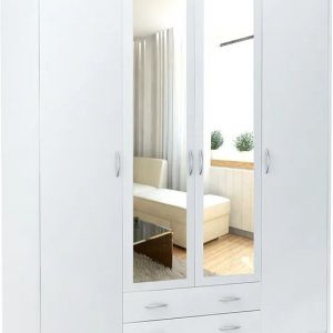 Duża szafa z lustrem do sypialni, Wiktoria, 168x55x193 cm, biel, mat