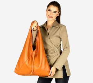 Miejska torba shopper bag z gładkiej skóry leather. MARCO MAZZINI brąz camel