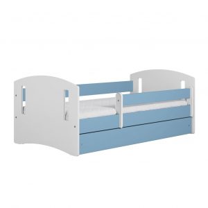 Łóżko dziecięce z barierką, Classic 2, niebieski, biały, mat