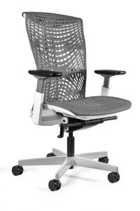 Fotel ergonomiczny, biurowy, Reya, Elastomer. TPE-8, biały, szary