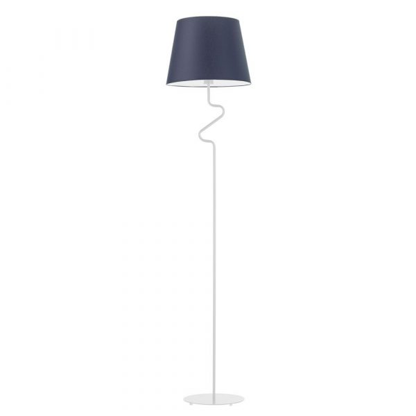 Lampa stojąca do salonu, Fogo, 37x174 cm, granatowy klosz