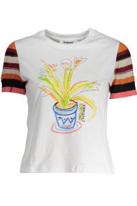 Damski t-shirt z kolorowym kwiatem. DESIGUAL