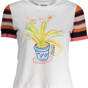 Damski t-shirt z kolorowym kwiatem. DESIGUAL